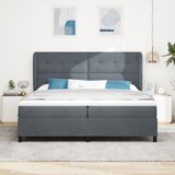 vidaXL Krevet s podstavom i madracem Tamno sivi 200x200 cm Baršun | shoptok.hr