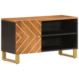 TV ormarić smeđe-crni 80 x 31,5 x 46 cm od masivnog drva manga | shoptok.hr