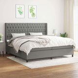  Box spring postelja z vzmetnico temno siva 200x200 cm blago, (20726094) Cene