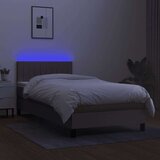  Krevet box spring s madracem LED smeđesivi 100x200 cm tkanina | shoptok.hr