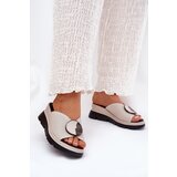 S. BARSKI Ladies Leather Sandals With Decoration Beige S.Barski | shoptok.hr