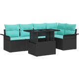 Vrtna sedežna garnitura z blazino 6 pcs Črna Poliratan, (5000145811) | Shoptok.si