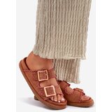 Boto Women's Sandals With Buckles And Decorative Stitching Camel Visley | Shoptok.si