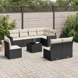 vidaXL 9-dijelni set vrtnih sofa s jastucima crni od poliratana | shoptok.hr
