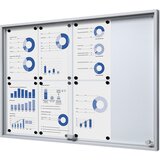 eurokraft pro Vitrina z drsnimi vrati, zunanje mere ŠxVxG 906 x 640 x 50 mm, kovinska zadnja stena | Shoptok.si