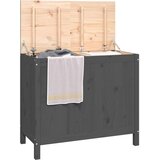 vidaXL Zaboj za perilo siv 88,5x44x76 cm trdna borovina | Shoptok.si