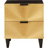 vidaXL Nočna omarica Črna in zlata 40 x 33.5 x 46 cm trden mangov les | Shoptok.si