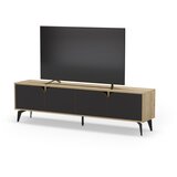 Marckeric Črna/v naravni barvi TV omarica v hrastovem dekorju 180x51 cm Nola – | Shoptok.si