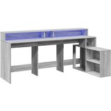 vidaXL Radni stol s LED svjetlima siva boja hrasta 200x104x91cm drveni | shoptok.hr