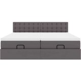 vidaXL Otomanski posteljni okvir z vzmetnicami siv 200x200cm um. usnje | Shoptok.si