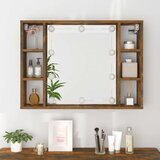 Ormarić s ogledalom LED boja dimljenog hrasta 76 x 15 x 55 cm | shoptok.hr