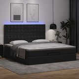 vidaXL Otomanski posteljni okvir z vzmetnico črn 160x200 cm um. usnje | Shoptok.si