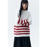 Madmext Mad Girls Ecru Striped Oversize Sweater | Shoptok.si