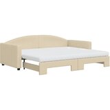  The Living Store Izvlečna dnevna postelja z vzmetnico krem 90x200 cm blago - Izvlečna Dnevna Postelja, (21496917) | Shoptok.si