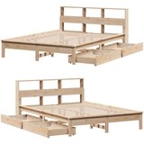 vidaXL Krevet s regalom za knjige bez madraca 140x190 cm od borovine | shoptok.hr