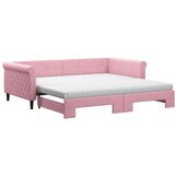 vidaXL Izvlečna dnevna postelja z vzmetnicami roza 100x200 cm žamet, (20938668) | Shoptok.si