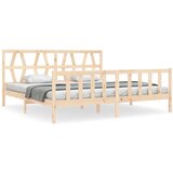 The Living Store Posteljni okvir z vzglavjem 200x200 cm trden les - Posteljni Okvir, (21531270) | Shoptok.si