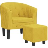  Zaobljena fotelja s tabureom žuti baršunasta | shoptok.hr