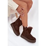 Boto Women's Snow Boots On Platform With Fur Chocolate Evelira Cene