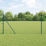vidaXL Heksagonalna ograja Zelena 1.2x50 m Jeklo, Ograjni stebri 13 kosov Zeleni Ø32 mm 170 cm Galvanizirano jeklo | Shoptok.si