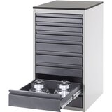RAU Predalnik s teleskopskimi vodili, višina 1030 mm, predali 3 x 90, 3 x 120, 2 x 150 mm, svetlo siva / encijan modra, širina 580 mm | Shoptok.si
