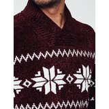 DStreet Sweter męski w śnieżynki bordowy | shoptok.hr