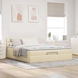  Otomanski posteljni okvir z vzmetnicami krem 200x200 cm blago, (21653544) | Shoptok.si