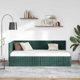  Kutni okvir kreveta Tamnozelena 90 cm x 190 cm Baršun | shoptok.hr