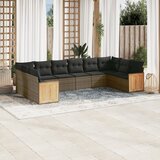 Maison Chic Seti vrtnega pohištva - Vrtna garnitura - Vrtni pohištvo set 10-delna z blazinami siv poli ratan, (21811739) | Shoptok.si
