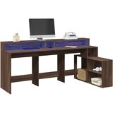 Maison Chic Pisalna miza - pisarniška miza - Računalniška miza z LED lučkami rjavi hrast 200x104x91 cm inž. les, (21785056) | Shoptok.si