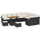 vidaXL 12-delna vrtna sofa z blazinami črn poli ratan akacija, 2-sedežna vrtna sofa s shranjevanjem in blazinami črn poli ratan, 3-delna vrtna jedilna garnitura z blazinami črn poli ratan akacija Cene