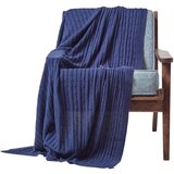 HOMESCAPES Bombažna pletena odeja Cable Knit Blanket Navy Blue, 130x170 cm, (20749828) Cene