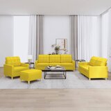 vidaXL Sedežna garnitura 4-delna z blazinami svetlo rumeno blago | Shoptok.si