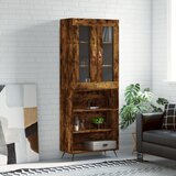 vidaXL Visoka komoda dimljen hrast 69,5x34x180 cm inženirski les Cene
