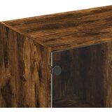 TV omarica s steklenimi vrati dimljeni hrast 102x37x42 cm | Shoptok.si