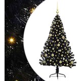 vidaXL Umjetna preddekorirana božićna jelka Črna 150 cm PVC | Shoptok.si