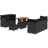 vidaXL Set od 8 komada vrtnih sofa s jastučićima Crni Poliratan Akacija, 3-dijelni set vrtnih blagovanja s jastučićima Crni Poliratan Akacija | shoptok.hr