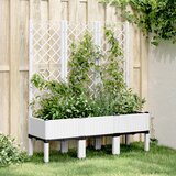 vidaXL Cvetlično korito z oporno mrežo belo 120x40x142 cm PP Cene