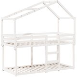  Krevet na kat s krovom bijeli 80 x 200 cm od masivne borovine | shoptok.hr