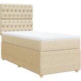 vidaXL Box spring postelja z vzmetnico krem 90x200 cm blago, (21308051) | Shoptok.si