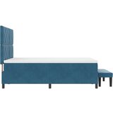  Postelja z vzmetnico z vzmetnico Temno modra 140 x 190 cm Žamet, (5000128066) | Shoptok.si