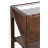 Light & Living Stranska mizica s stekleno mizno ploščo v naravni barvi 41x119 cm Yuki – | Shoptok.si