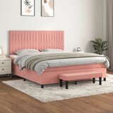  The Living Store Box spring postelja z vzmetnico roza 160x200 cm žamet - Box Spring Postelja, (21490627) Cene