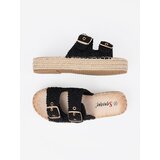 SEASTAR Black braided slippers on a platform with buckles | Shoptok.si