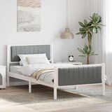  Okvir kreveta s uzglavljem Bijela i svijetlosiva 100 x 200 cm | shoptok.hr
