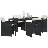  Vrtna garnitura - 5-dijelni vrtni blagovaonski set s jastučićima Crni Poly Ratan | shoptok.hr