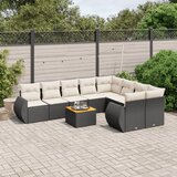 vidaXL 10-dijelni set vrtnih sofa s jastucima crni od poliratana | shoptok.hr