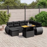 Maison Chic Seti vrtnega pohištva - Vrtna garnitura - Vrtni pohištvo set 8-delna z blazinami črn poli ratan, (21800253) | Shoptok.si