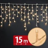 59770W – Božićne LED lampice zavjesa 15 m, 600 LED, toplo bijele, 8 programa, timer, IP44, prozirni kabel