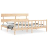 The Living Store Posteljni okvir z vzglavjem 200x200 cm trden les - Posteljni Okvir, (21525955) | Shoptok.si